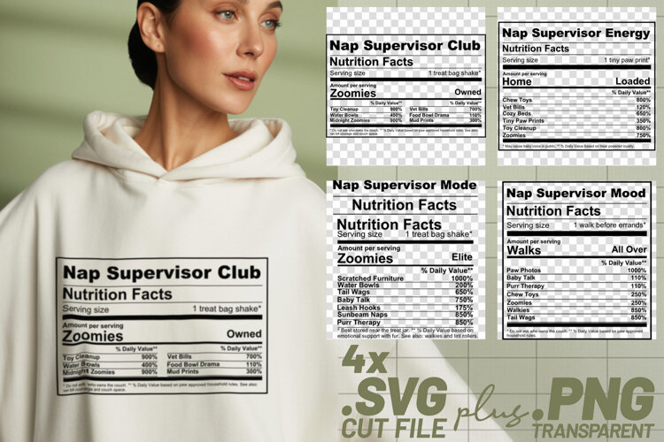 4x Funny Quotes Nap Supervisor Club Energy Mode SVG Cut File example image 1