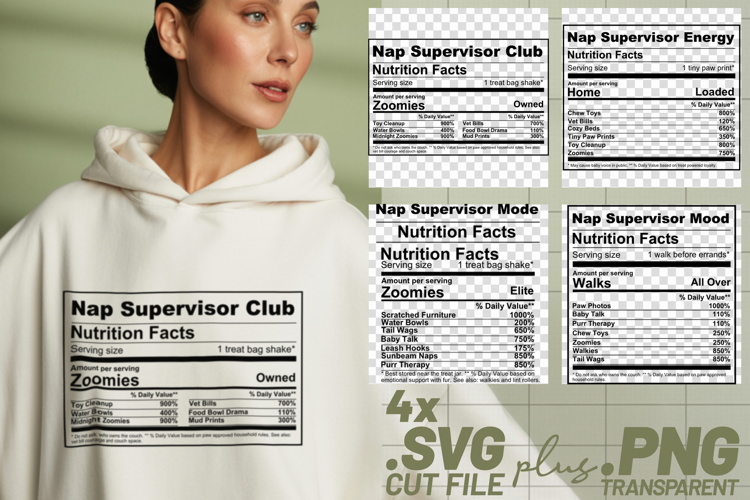 4x Funny Quotes Nap Supervisor Club Energy Mode SVG Cut File