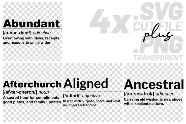4x Word Definition SVG Cricut Cut File Shirt Design