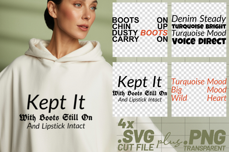 4x Inspirational Quotes Boots On Turquoise Mood SVG Cut File