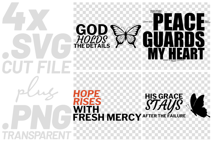 4x Christian Quotes Peace Hope SVG Cut Files Fresh Mercy example image 1
