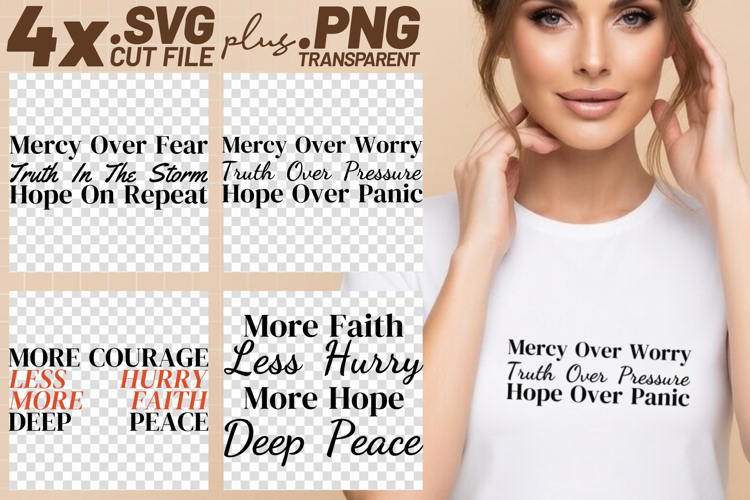 4x Mercy Over Fear Worry Hope Panic SVG Cut Files Cricut