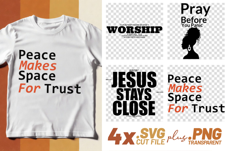 4x Christian Quotes Worship Jesus SVG Cut Files Peace Decal example image 1