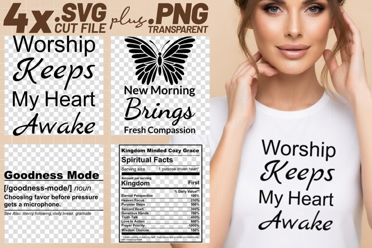 4x Christian Quotes Goodness Mode SVG Cut Files Cricut example image 1
