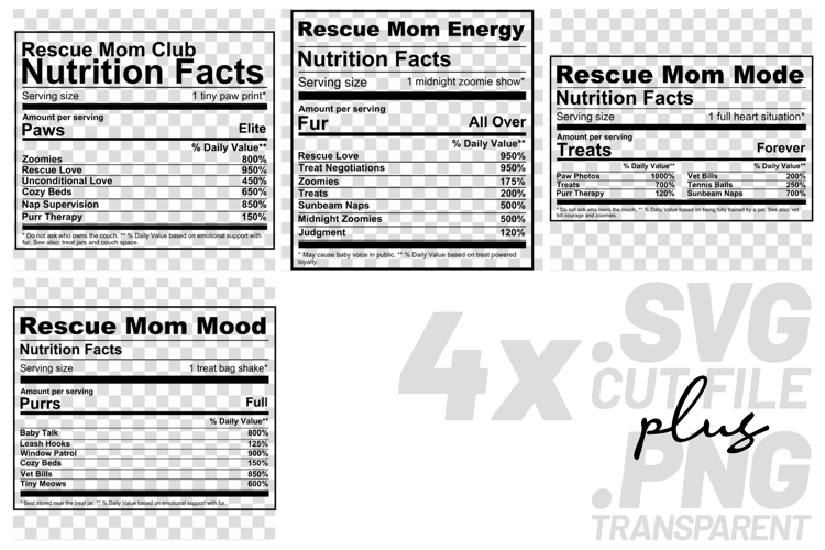 4x Funny Quotes Rescue Mom Love Zoomies SVG Cut Files