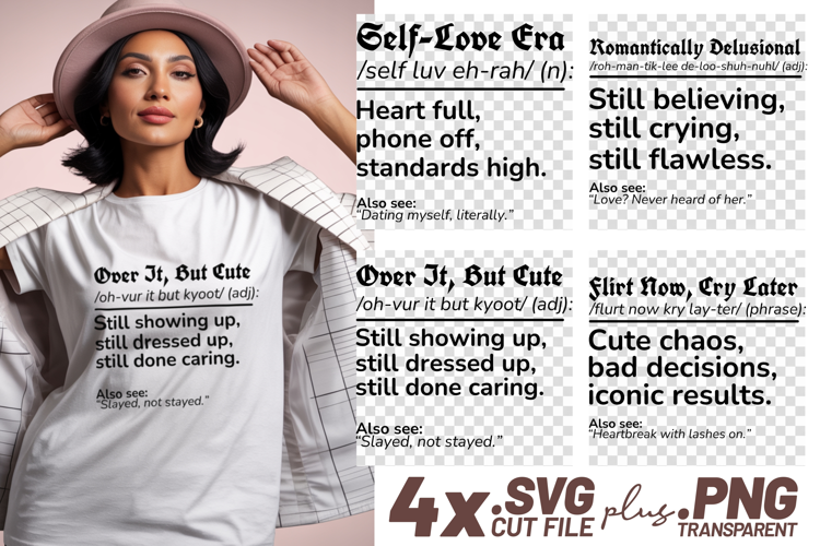 4x Self Love Era Romantic Definition SVG Cut Files Shirt