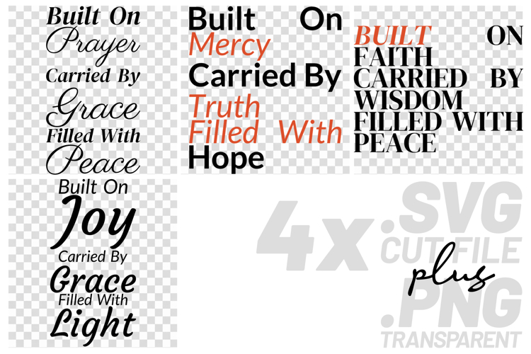 4x Built On Prayer Mercy Faith Joy SVG Cut Files Cricut