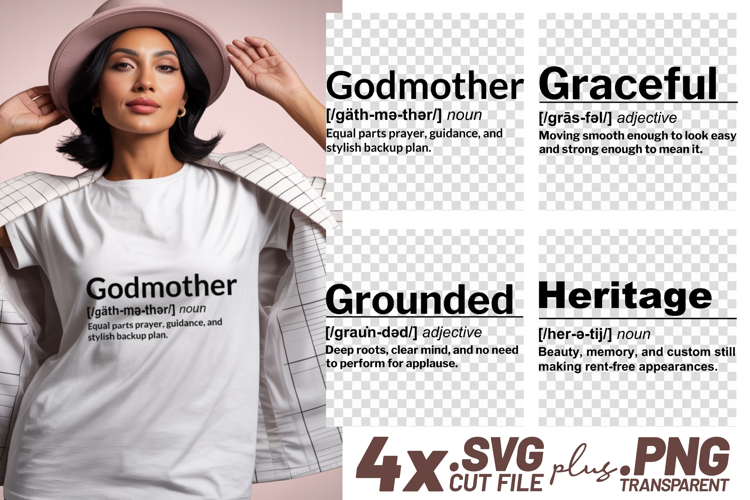4x Inspirational Definition Quotes SVG Cricut Shirt Art