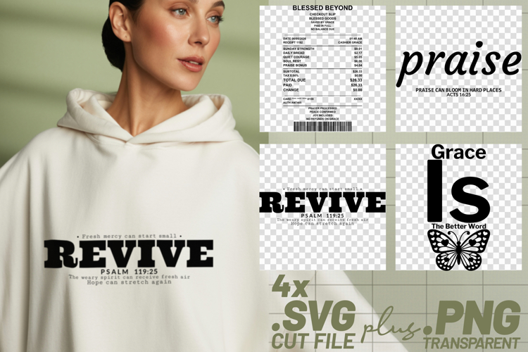 4x Christian Quotes Grace Is Better SVG Cut Files Praise example image 1