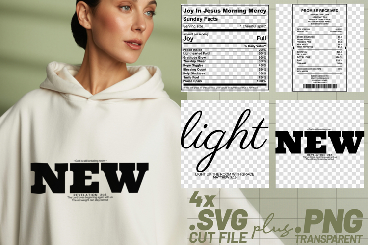 4x Religious Quotes Joy Promise SVG Cut Files Light Up NEW example image 1