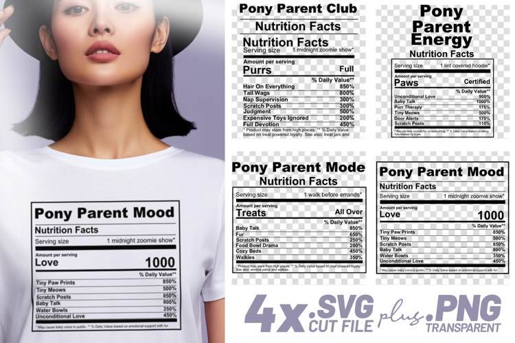 4x Funny Quotes Pony Parent Club Energy Mode SVG Cut Files