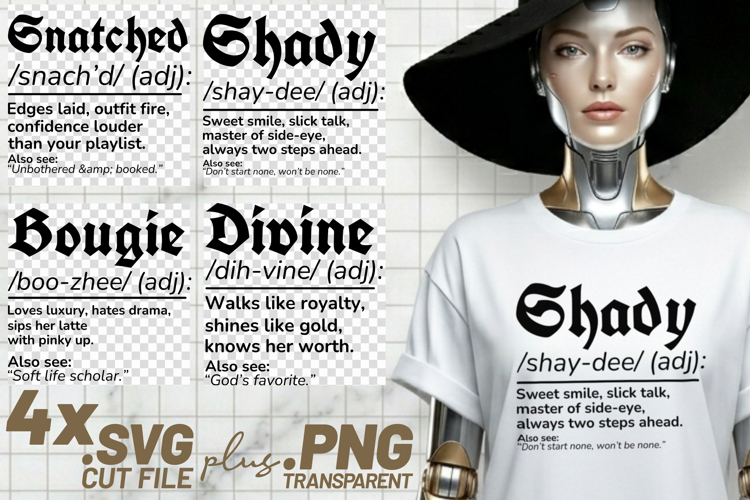4x Snatched Shady Bougie Divine Definition SVG Cut Files