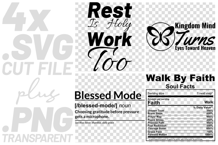 4x Christian Quotes Blessed Mode SVG Cut Files Rest Faith example image 1