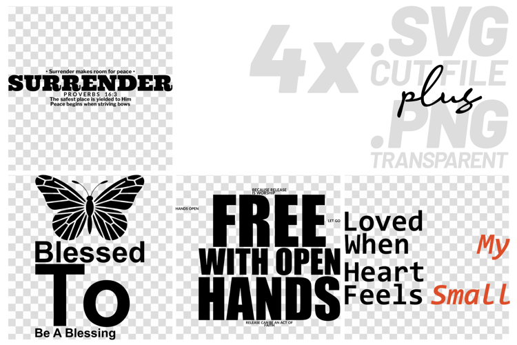 4x Christian Quotes Surrender Peace SVG Cut Files DIY Craft example image 1