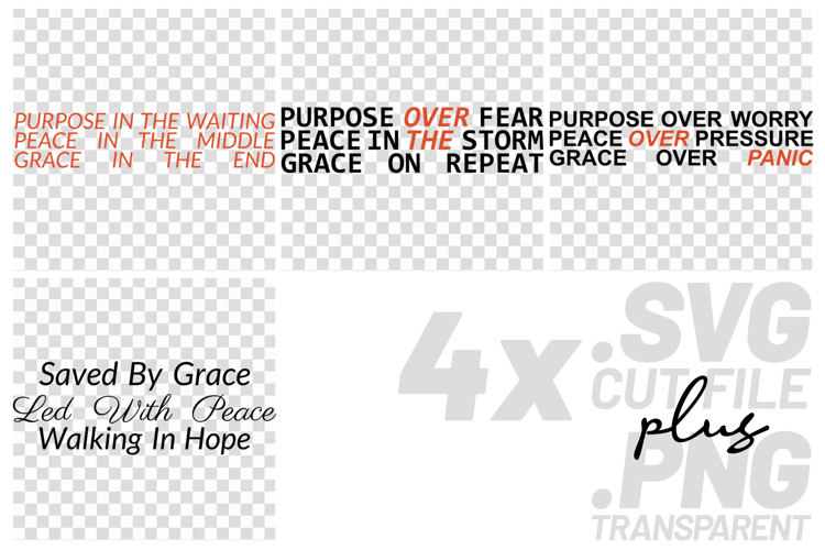 4x Purpose Over Fear Grace Peace SVG Cut Files Cricut