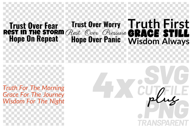 4x Trust Over Fear Truth Grace Wisdom SVG Cut Files Cricut