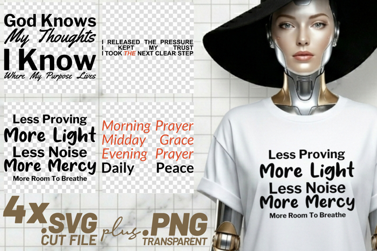 4x Christian Quotes God Knows My Thoughts SVG Cut Files