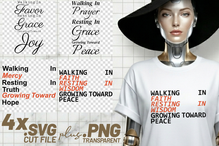 4x Walking In Grace Faith Mercy SVG Cut Files Cricut