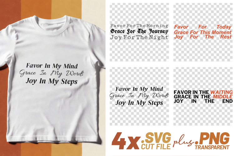 4x Favor Grace Joy Morning Journey SVG Cut Files Cricut