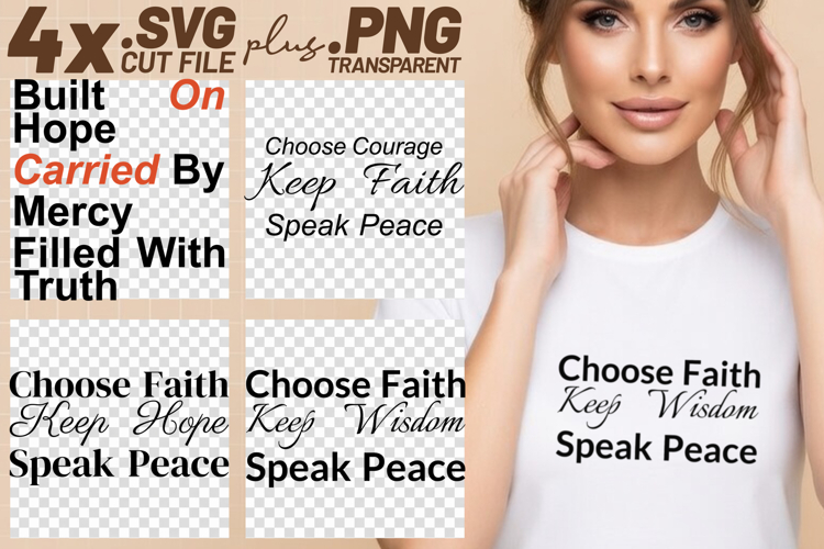4x Built On Hope Choose Faith Speak Peace SVG Cut Files