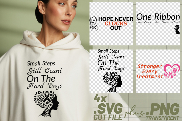 4x Breast Cancer Awareness Hope Brave Quotes Us SVG Cut File