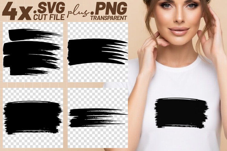 4x Distressed Brush Stroke SVG PNG EPS Cut Files Cricut DIY
