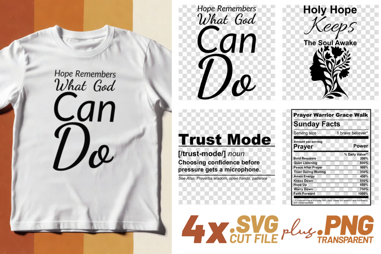 4x Christian Quotes Hope Trust SVG Cut Files Trust Mode example image 1
