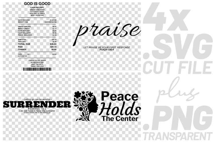 4x Christian Quotes Peace Holds The Center SVG Cut Files Art example image 1