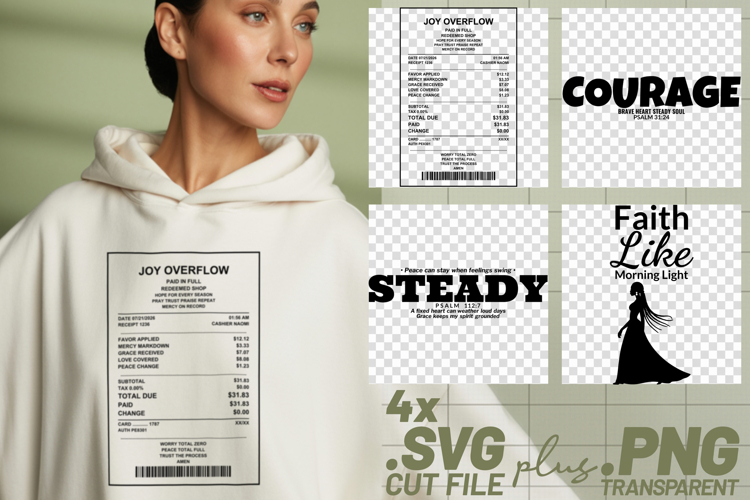 4x Christian Quotes Courage Steady SVG Cut Files Cricut example image 1