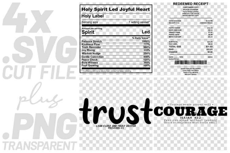 4x Religious Quotes Trust Courage SVG Cut Files Faith Grace example image 1