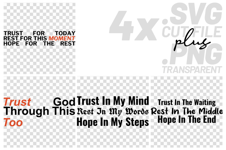 4x Trust Quotes Trust God Hope Rest SVG Cut Files Cricut Art