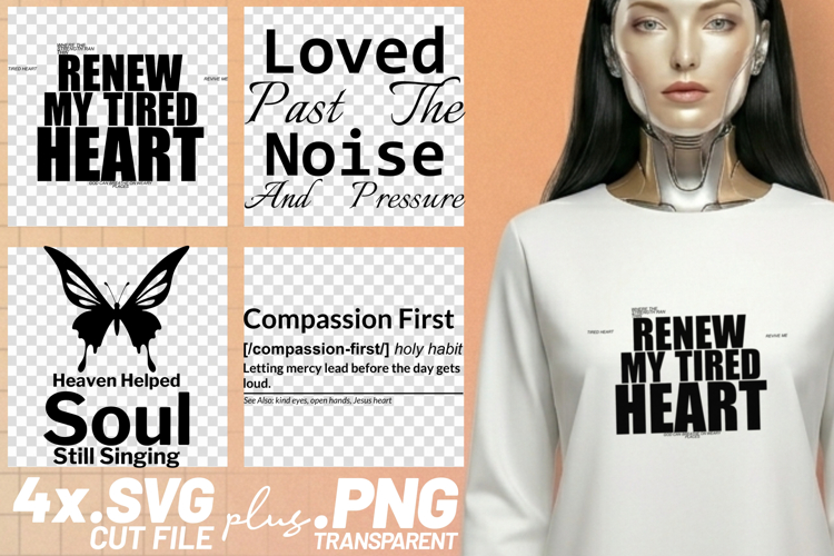 4x Christian Quotes Compassion First SVG Cut Files Faith example image 1