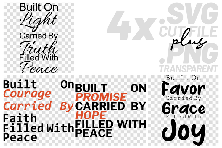 4x Built On Light Courage Promise Joy SVG Cut Files Cricut