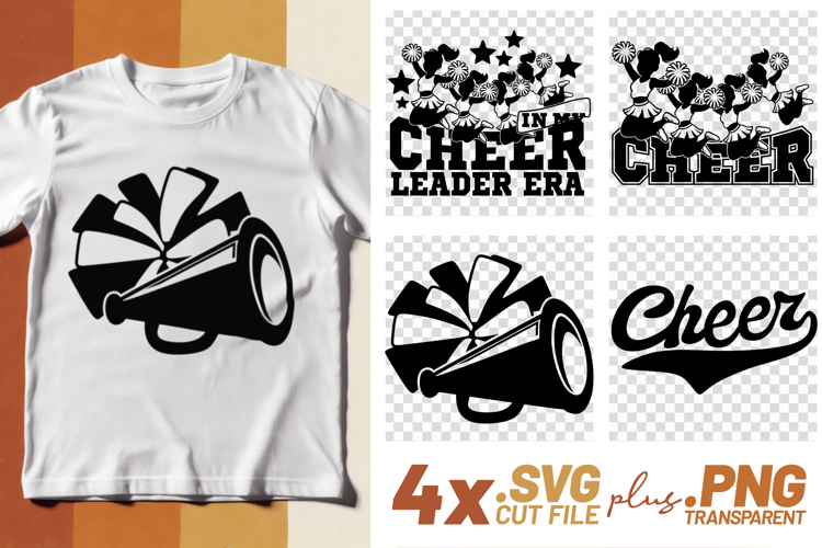 4x In My Cheer Leader Era Cheer Pom Pom SVG Cut Files Shirts