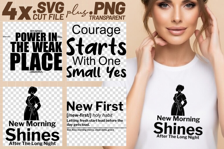 4x Christian Quotes Mercy Strong New First SVG Cut Files DIY example image 1