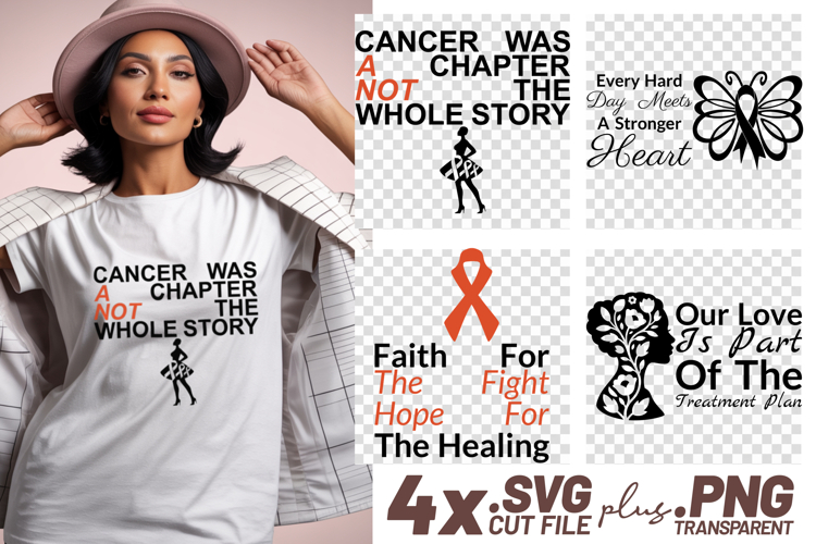 4x Quotes Cancer Awareness Love Faith The Hope SVG Cut Files