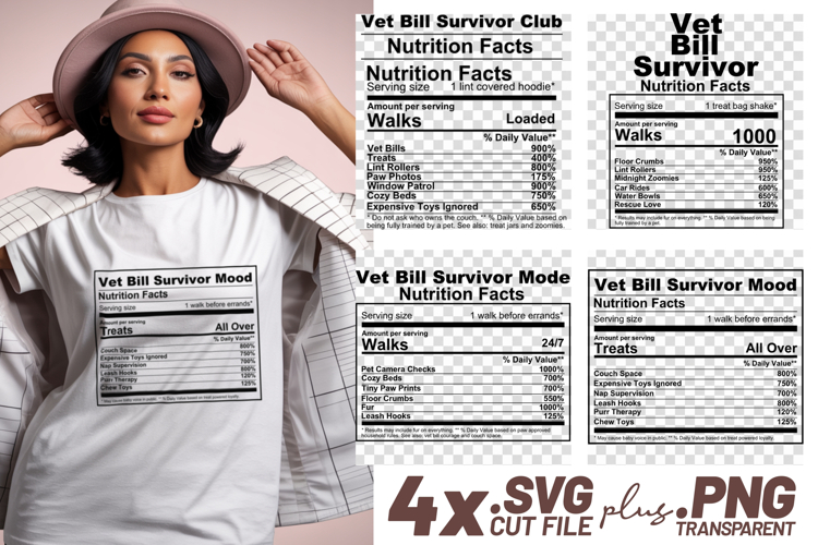 4x Funny Quotes Vet Bill Club Nutrition Facts SVG Cut Files