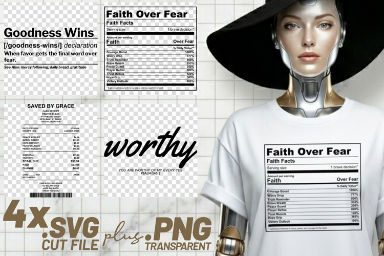 4x Christian Quotes Goodness Wins SVG Cut Files PNG Cricut example image 1