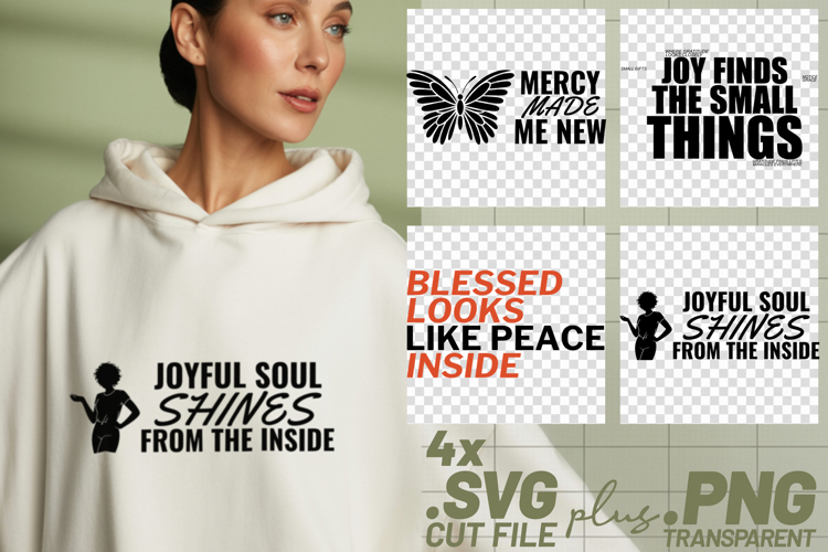 4x Religious Quotes Mercy Joyful SVG Cut Files Blessed Peace example image 1