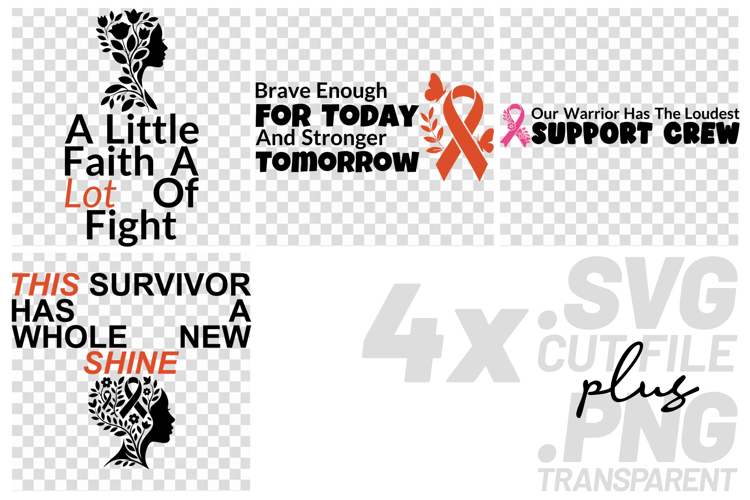 4x Breast Cancer Awareness Faith Fights Quotes SVG Cut Files