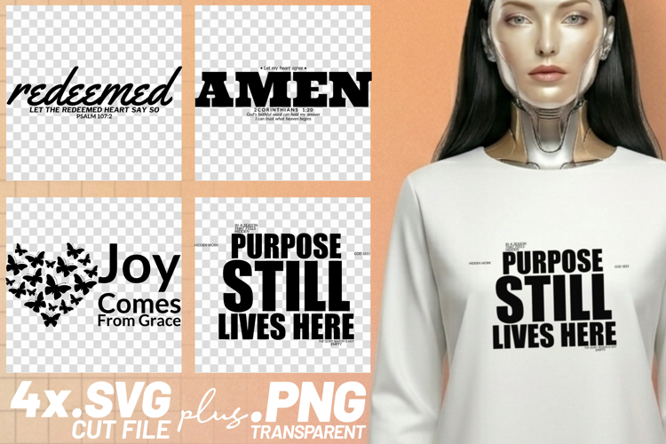 4x Christian Quotes Redeemed Amen SVG Cut Files Purpose example image 1