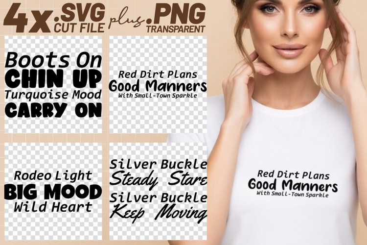 4x Inspirational Quotes Boots On Turquoise Mood SVG Cut