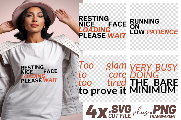 4x Funny Sarcastic Quotes Low Patience SVG Cut Files Cricut
