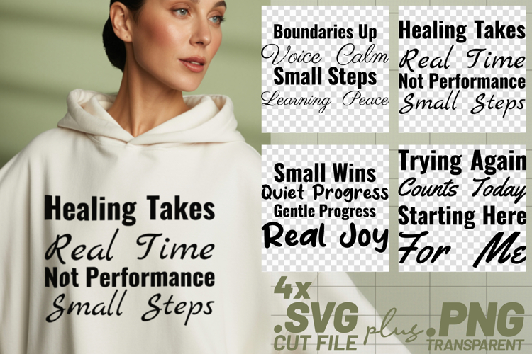4x Inspirational Quotes Small Steps Real Joy SVG Cut Files