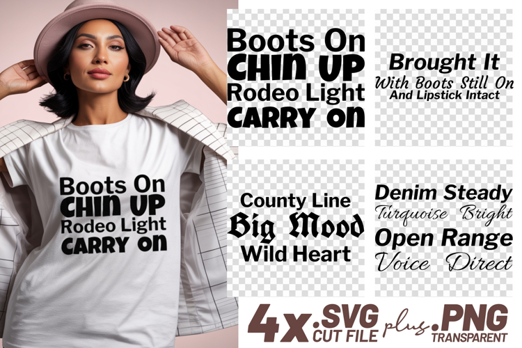 4x Inspirational Quotes Boots On Wild Heart SVG Cut Files