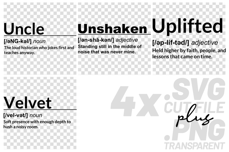 4x Definition Quotes SVG Cricut Shirt Design Files