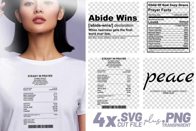 4x Religious Quotes Abide Wins SVG Cut Files Peace Prayer example image 1