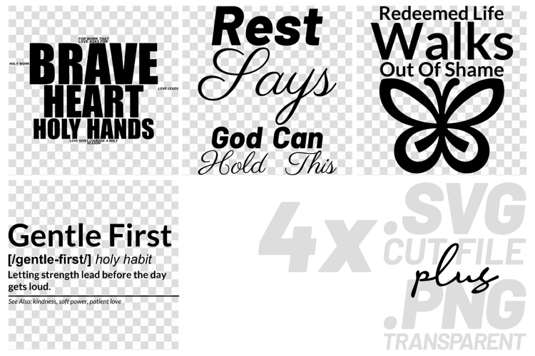 4x Christian Quotes Gentle Redeemed SVG Cut Files Rest Hope example image 1