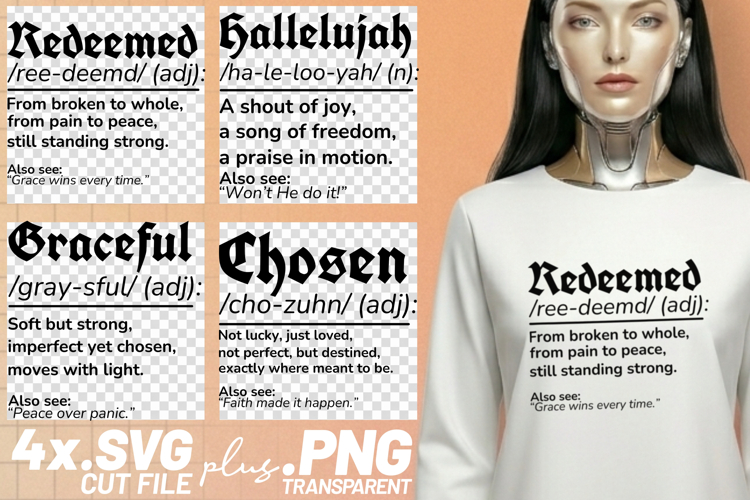 4x Definition Quotes Words Meaning SVG Cut Files Shirt