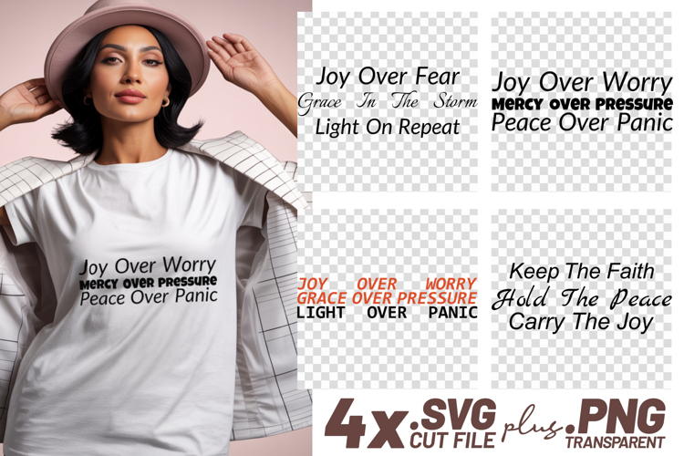 4x Joy Over Fear Worry Peace Panic SVG Cut Files Cricut